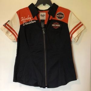 EUC Harley Davidson classic color zippered top